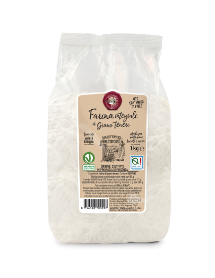 Packaging di farina integrale di mais per polenta istantanea