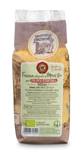 Packaging di farina di mais biologico per polenta istantanea