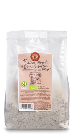 Packaging di farina di grano saraceno integrale biologico 