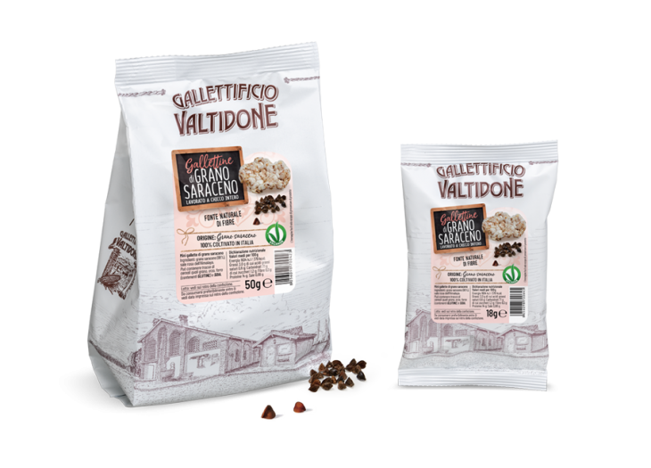 Packaging di gallettine di grano saraceno